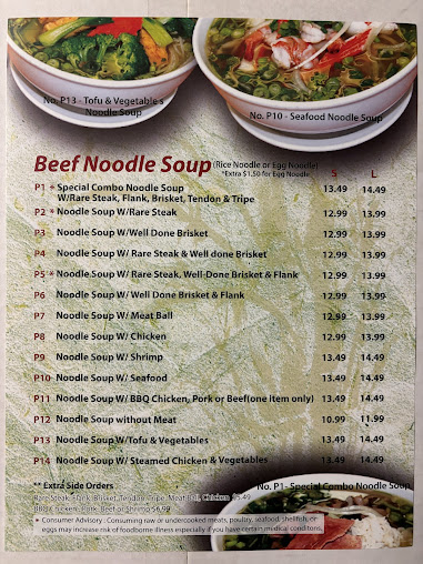 Menu Pho Tay Bac Restaurant - 1
