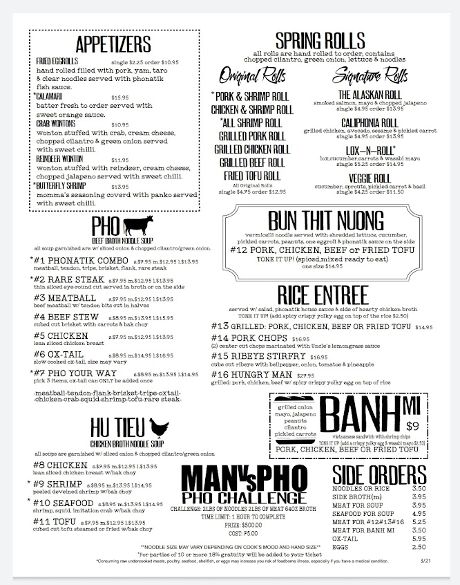 Menu Phonatik Vietnamese Cuisine Lounge - 1