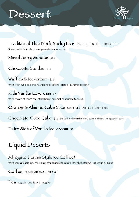 Menu Pickled Octopus Seafood & Thai Cafe - 4