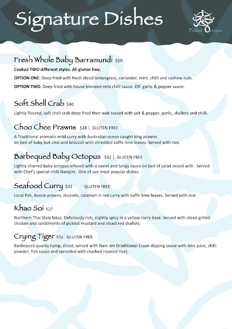 Menu Pickled Octopus Seafood & Thai Cafe - 5