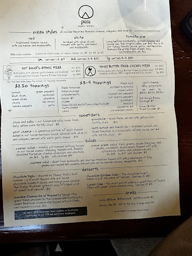 Menu Piece Pizzeria And Brewery - 2