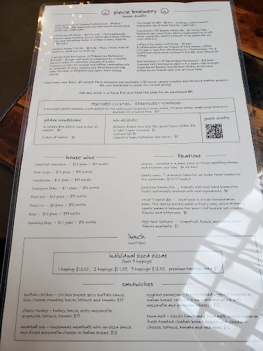 Menu Piece Pizzeria And Brewery - 6