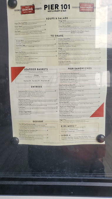 Menu Pier 101 Restaurant Bar - 1