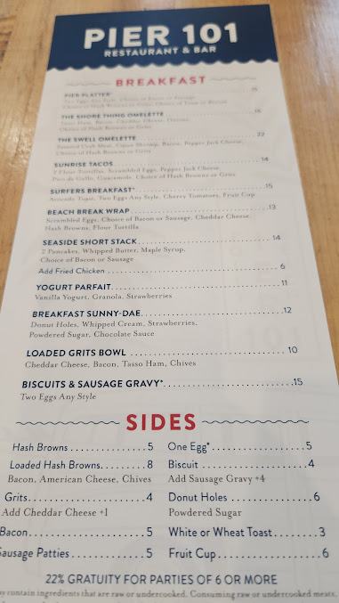 Menu Pier 101 Restaurant Bar - 4