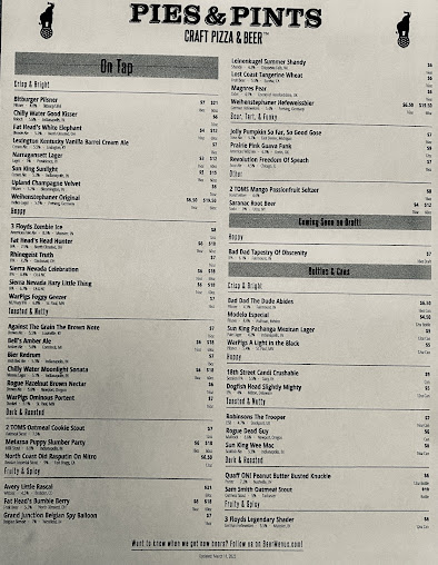 Menu Pies Pints Noblesville In - 2
