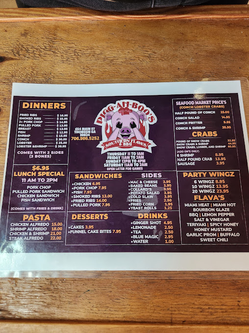 Menu Pigg Ah Boos Southern Flavas And Bbq - 1