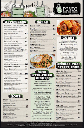 Menu Pinto Sushi Thai Kitchen - 0