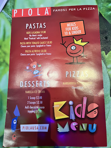 Menu Piola Italian Restaurant Houston Midtown - 1