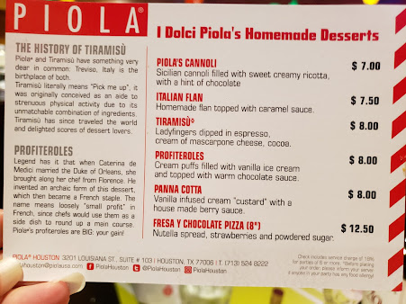Menu Piola Italian Restaurant Houston Midtown - 5
