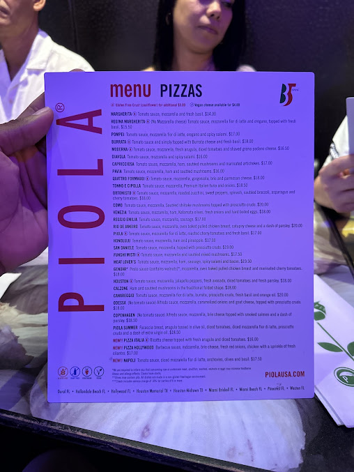 Menu Piola Italian Restaurant Houston Midtown - 9