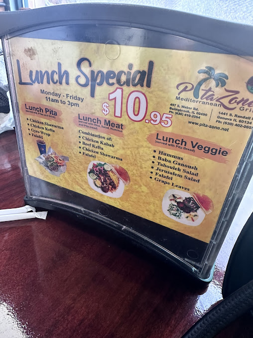Menu Pita Zone Mediterranean Grill - 8