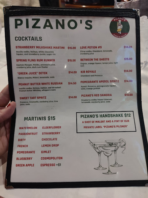 Menu Pizano's Pizza & Pasta - 4