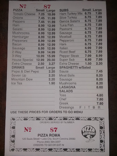 Menu Pizza Roma Lake City - 1