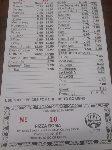 Menu Pizza Roma Lake City - 2
