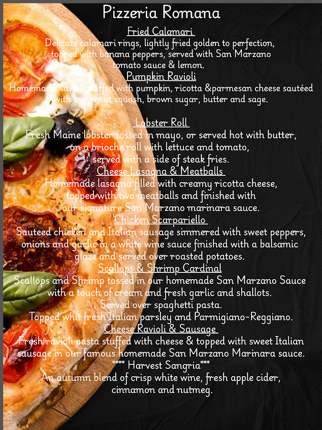Menu Pizzeria Romana North Attleboro - 0