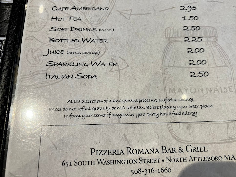 Menu Pizzeria Romana North Attleboro - 3