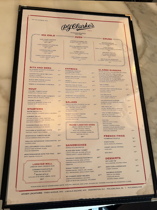 Menu P.j. Clarke's On The Hudson - 5