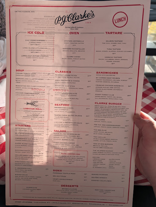 Menu P.j. Clarke's On The Hudson - 6