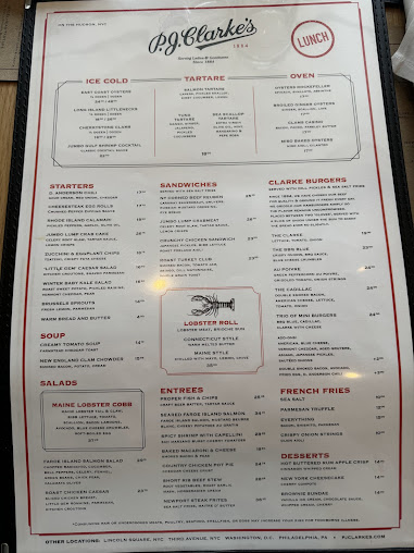 Menu P.j. Clarke's On The Hudson - 8