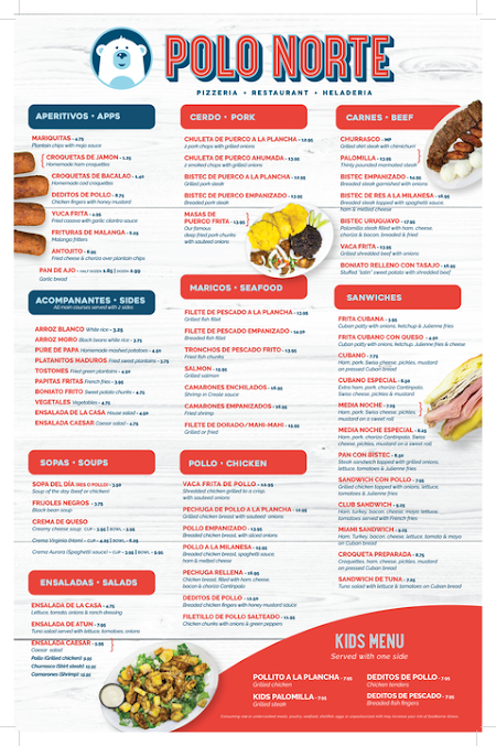Menu Polo Norte Kendall - 1