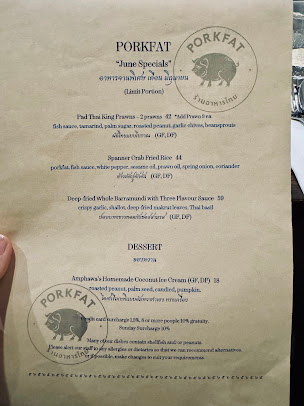 Menu Porkfat Thai Restaurant Sydney - 1