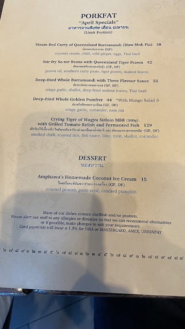 Menu Porkfat Thai Restaurant Sydney - 2