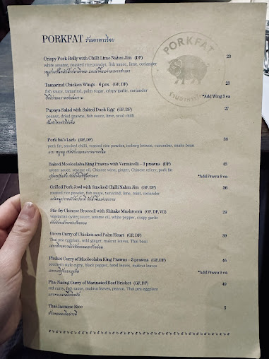 Menu Porkfat Thai Restaurant Sydney - 3