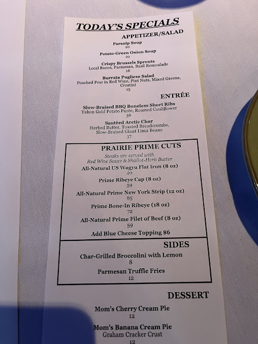 Menu Prairie Grass Cafe - 1