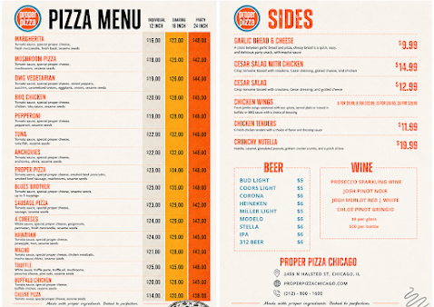 Menu Proper Pizza Chicago - 6