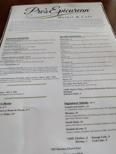 Menu Pro's Epicurean Ristorante - 1