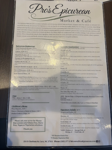 Menu Pro's Epicurean Ristorante - 6