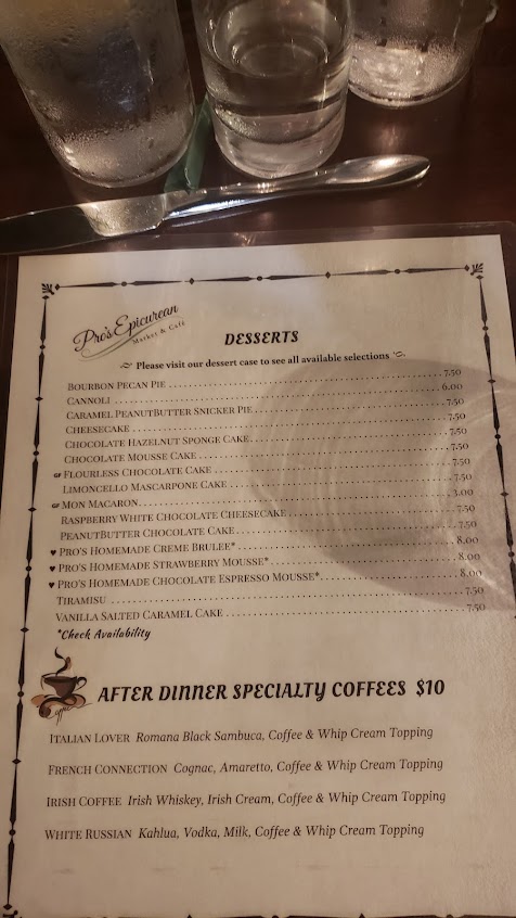Menu Pro's Epicurean Ristorante - 9
