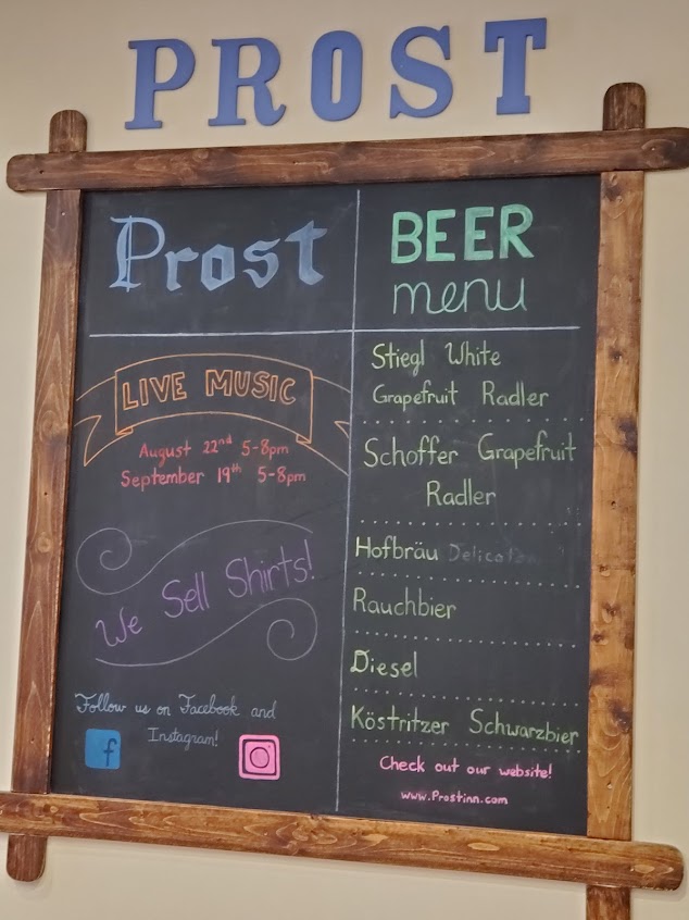 Menu Prost German Restaurant Aberdeen Md - 0