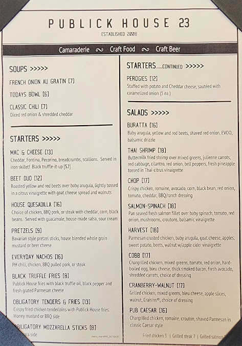 Menu Publick House 23 - 0