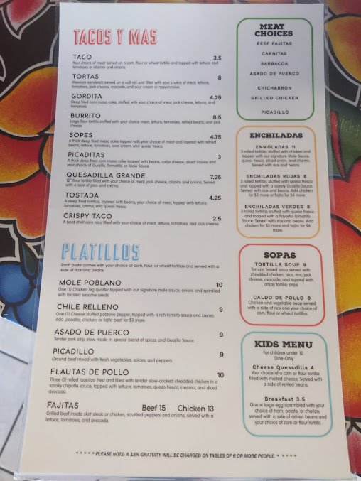Menu Puebla's Mexican Kitchen - 1