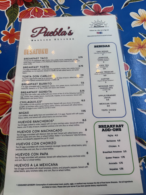Menu Puebla's Mexican Kitchen - 3