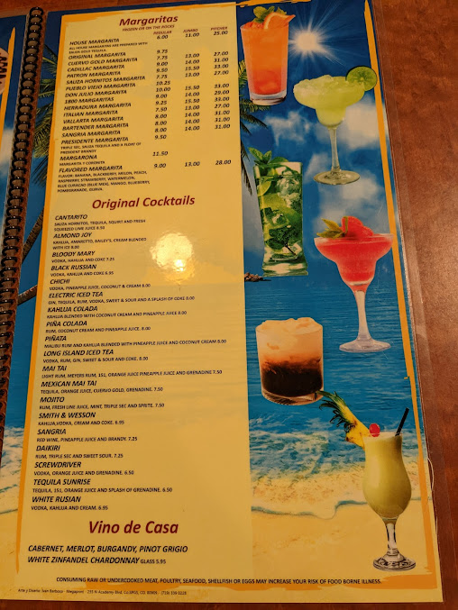 Menu Pueblo Viejo Mexican Restaurant Stetson Hills - 3