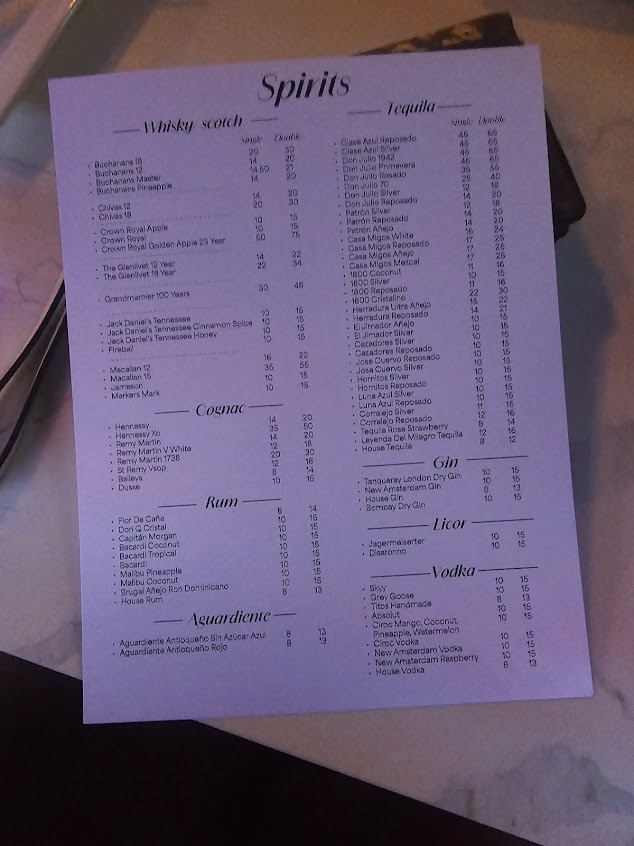 Menu Pura Vida Cocktail Bar Restaurant - 1