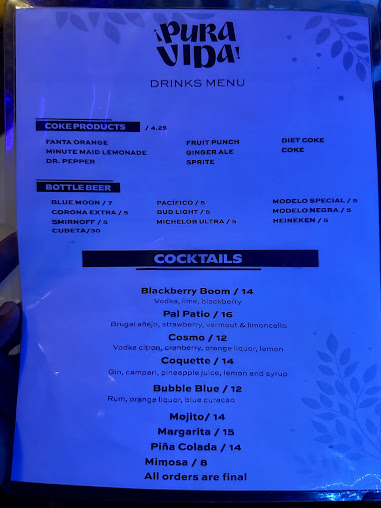 Menu Pura Vida Cocktail Bar Restaurant - 8