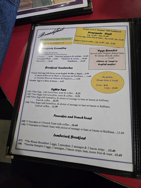 Menu Purple Cow House Of Pancakes - 1
