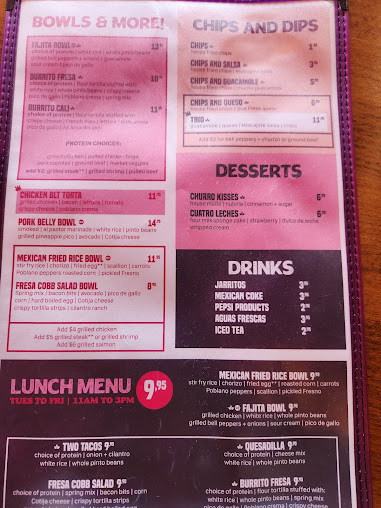 Menu Que Fresa Taqueria + Bar (Wesley Heights) - 4