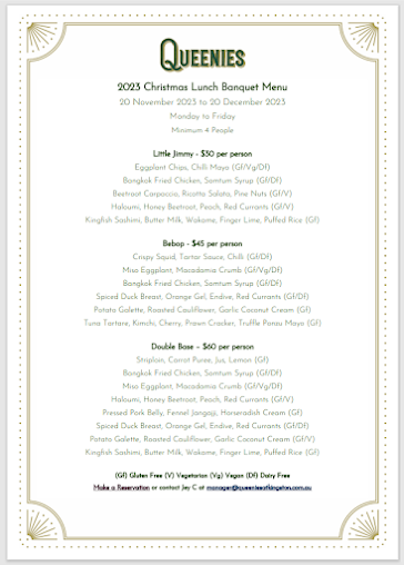 Menu Queenies - 7