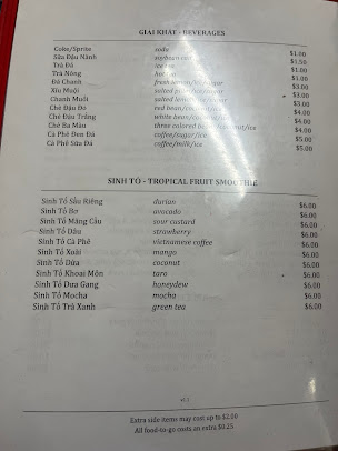 Menu Quoc Huong Banh Mi Fast Food - 2