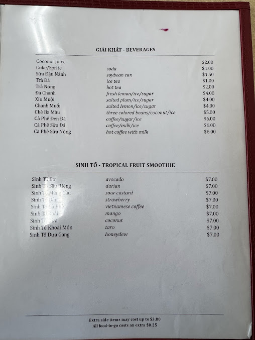 Menu Quoc Huong Banh Mi Fast Food - 5