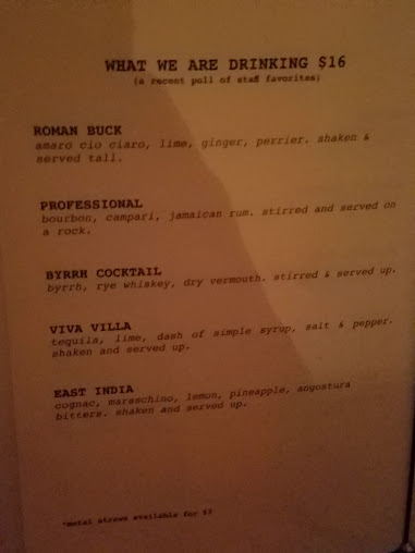 Menu Raines Law Room At The William - 9