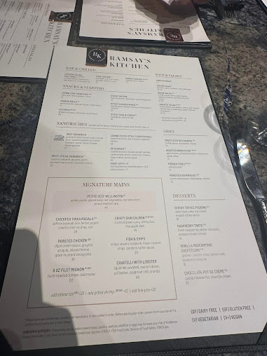 Menu Ramsay's Kitchen By Gordon Ramsay - Boston - 2