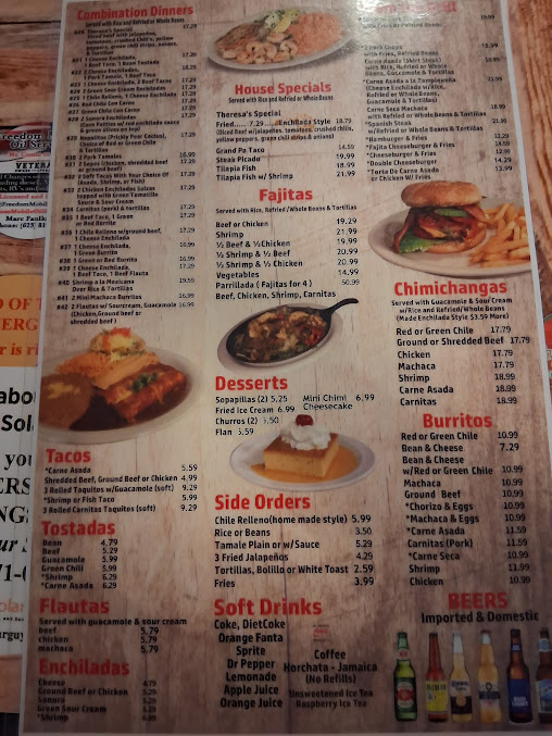 Menu Raul And Theresas Mexican Restaurant - 0
