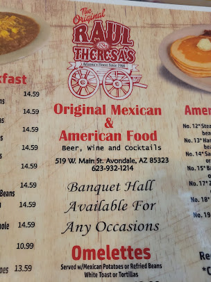 Menu Raul And Theresas Mexican Restaurant - 1