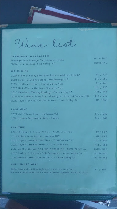 Menu Raymond's At Malua Bay - 2