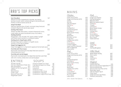 Menu Raymond's At Malua Bay - 9